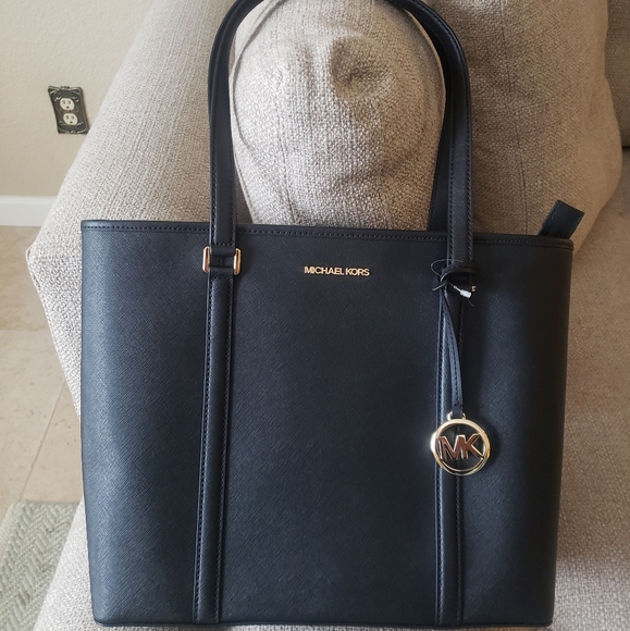 Michael Kors Sady Saffiano Black Medium Tote Bag - Picture 10 of 14